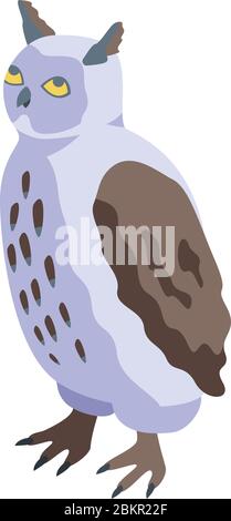 Zoo owl icon, isometric style Stock Vector