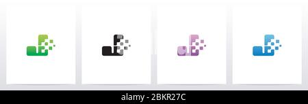 Rounded Edge Pixel Eroded Letter Logo Design J Stock Vector