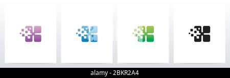 Rounded Edge Pixel Eroded Letter Logo Design X Stock Vector