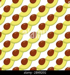 Illustration on theme big colored seamless avocado, bright fruit pattern for seal. Fruit pattern consisting of beautiful seamless repeat avocado. Simp Stock Vector