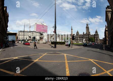 Glasgow, UK. 5th May, 2020. Lockdown continues in the city centre amid lovely May sunshine. Credit: ALAN OLIVER/Alamy Live News Stock Photo