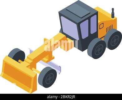 Construction grader machine icon, isometric style Stock Vector