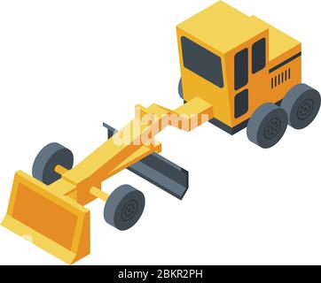 Hydraulic grader machine icon, isometric style Stock Vector