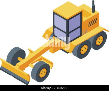 Building grader machine icon, isometric style Stock Vector