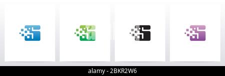 Rounded Edge Pixel Eroded Letter Logo Design S Stock Vector