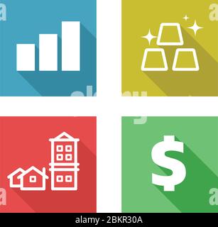 Investment flat icon vector. Design in square shape. Stock Vector