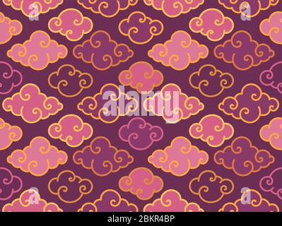 Chinese clouds smoke vector seamless pattern. Japanese, oriental style ...