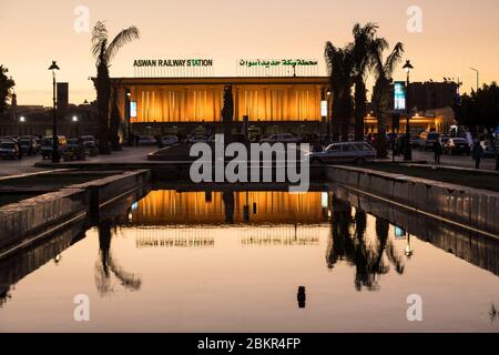 Egypt, Upper Egypt, Nubia, Nile valley, Aswan, railway station Stock Photo