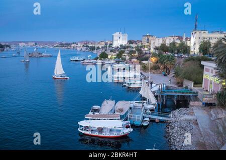 Egypt, Upper Egypt, Nile valley, Aswan, view on aswan harbour Stock Photo