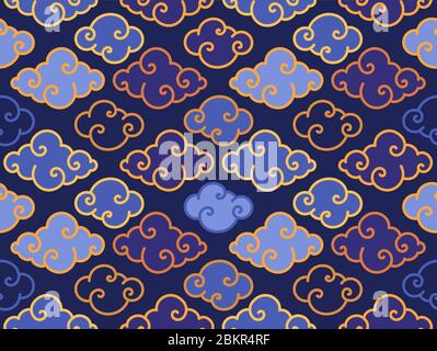 Tradition oriental clouds vector seamless pattern. Chinese and Japanese cloud symbol background. Stock Vector