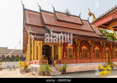 Laos, Luang Prabang city classified UNESCO world heritage, vat sensoukharam temple Stock Photo