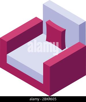 Folding modern armchair icon, isometric style Stock Vector