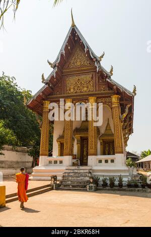 Laos, Luang Prabang city classified UNESCO world heritage, Wat Siphoutthabath temple Stock Photo