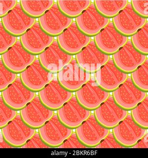 Illustration on theme big colored seamless guava, bright fruit pattern for seal. Fruit pattern consisting of beautiful seamless repeat guava. Simple c Stock Vector