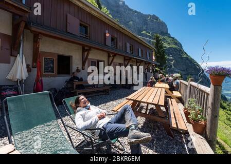 France, Haute-Savoie (74), Massif du Chablais, Samo?ns, the Folly refuge (1560m) Stock Photo