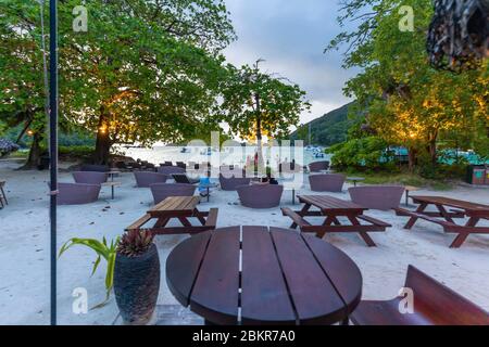 Seychelles, Mahe island, Port Launay, bar on the beach Stock Photo