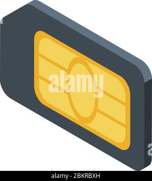 Sim card icon, isometric style Stock Vector