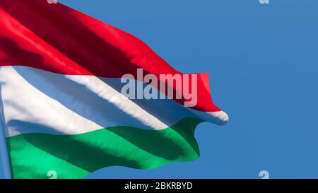 3D rendering of the national flag of Hungary waving in the wind Stock Photo