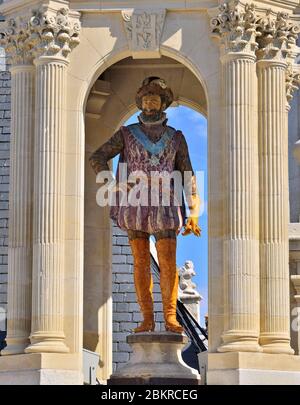 France, Charente Maritime, city hall, the sculpture of Henri IV made of enameled terra cotta Stock Photo