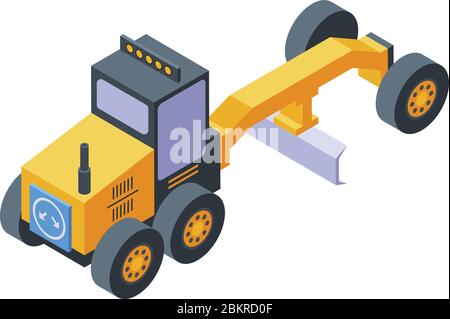 Grader machine truck icon, isometric style Stock Vector
