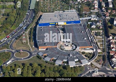France, Val de Marne, Thiais, Thiais village shopping center and Ikea store (aerial view) Stock Photo