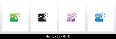 Rounded Edge Pixel Eroded Letter Logo Design Z Stock Vector