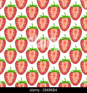 Theme big colored seamless strawberry, bright berry pattern for seal. Berry pattern consisting of beautiful seamless repeat strawberry. Simple colorfu Stock Vector