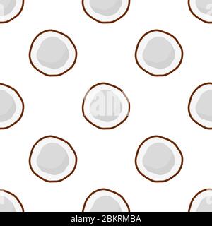 Illustration on theme big colored seamless coconut, bright fruit pattern for seal. Fruit pattern consisting of beautiful seamless repeat coconut. Simp Stock Vector