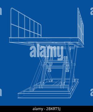 Scissors lift concept outline. Vector Stock Vector