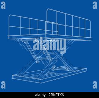 Scissors lift concept outline. Vector Stock Vector