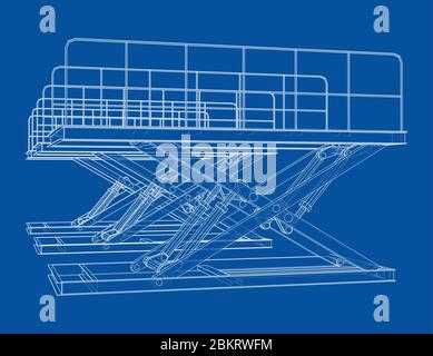 Scissors lift concept outline. Vector Stock Vector