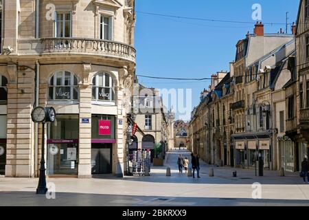 France, Cote d'Or, Dijon, COVID-19 (or Coronavirus) lockdown, area listed as World Heritage by UNESCO, Rue de la Liberte Stock Photo