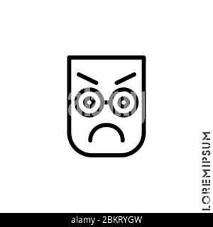 Angry icon vector. Furious Face Emoticon Icon Vector Illustration. Outline Style. Stock Vector