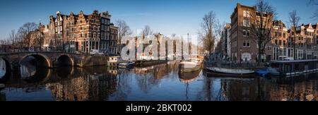 Amsterdam, Netherlands - February 2016: Crooked buildings, a feature on the Prinsengeracht Stock Photo