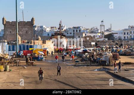 Morocco, Marrakech Safi, Essaouira, traditional fishing harbour Stock Photo