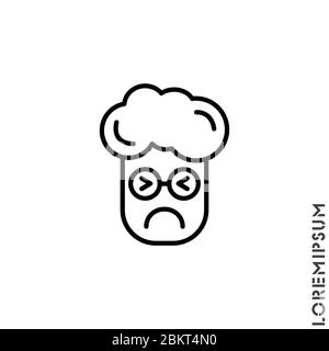 Sad Cry Stressful Emoticon boy, man Icon Vector Illustration. Outline Style. Angry icon vector, emotion symbol. Modern symbol for web and mobile apps Stock Vector