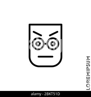 Confused Thinking Emoticon Icon Vector Illustration. Outline Style. Whatever Face Emoticon Icon Vector Illustration. Outline Style. Angry icon vector Stock Vector