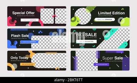 Sale banner template collection for promotion sale. Editable banner for social media post, website and internet ads. Stock Vector