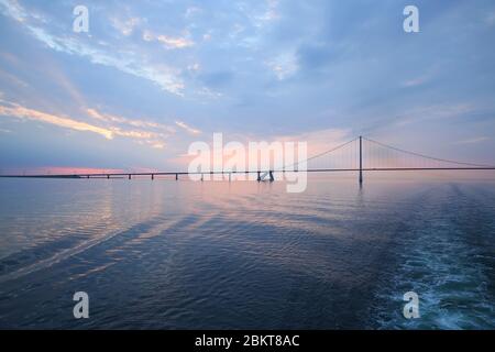 The Öresund or Øresund Bridge is a combined railway and motorway bridge across the Oresund strait between Sweden and Denmark. Stock Photo