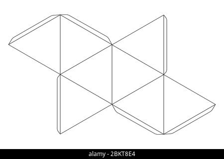 Paper octahedron template, trim scheme on white Stock Vector