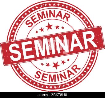 red Seminar distress grunge style stamp on a white background Stock Vector