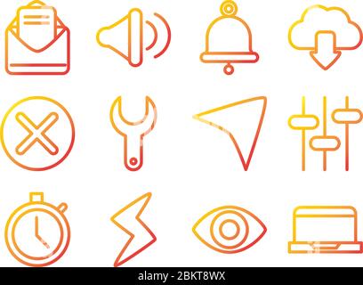 interface internet web technology digital icons set vector illustration Stock Vector