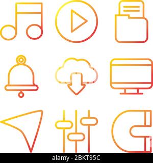 interface internet web technology digital icons set vector illustration Stock Vector