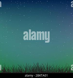 grass silhouette on night starry sky Stock Vector