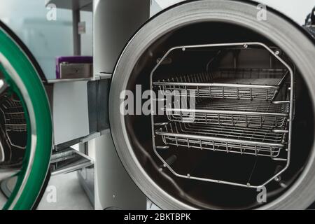 The open door of a medical autoclave, apparatus for sterilizing ...