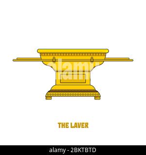 The laver, set in the tabernacle and temple of Solomon. A ritual object in the rites of the Jewish religion. Stock Vector