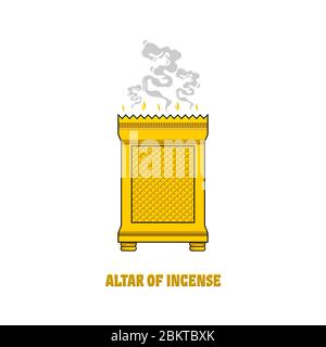 The altar of incense, installed in the tabernacle and temple of Solomon. A ritual object in the rites of the Jewish religion. Stock Vector