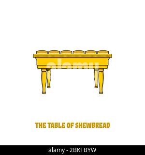 Offer bread table in the tabernacle and temple of Solomon. A ritual object in the rites of the Jewish religion. Stock Vector