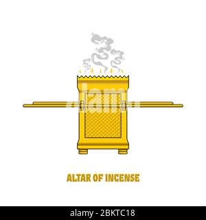 The altar of incense, installed in the tabernacle and temple of Solomon. A ritual object in the rites of the Jewish religion. Stock Vector