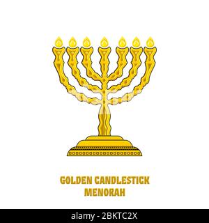 Menorah in the tabernacle, the temple of Solomon. Menorah. The ritual lamp of the Jewish religion. Stock Vector